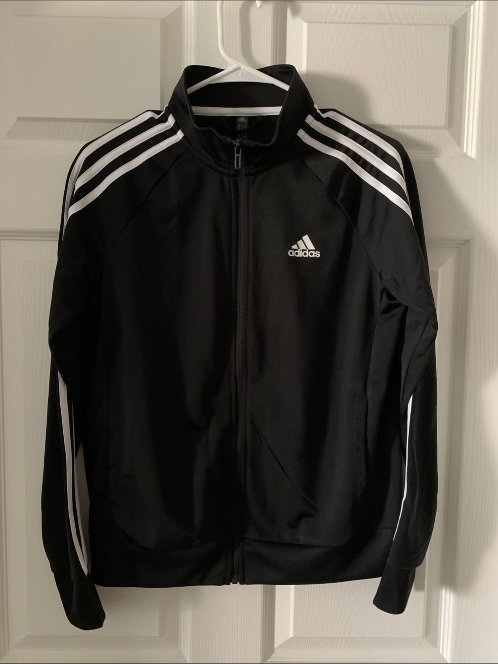 Adidas Black Track Jacket with White 3-Stripes M
